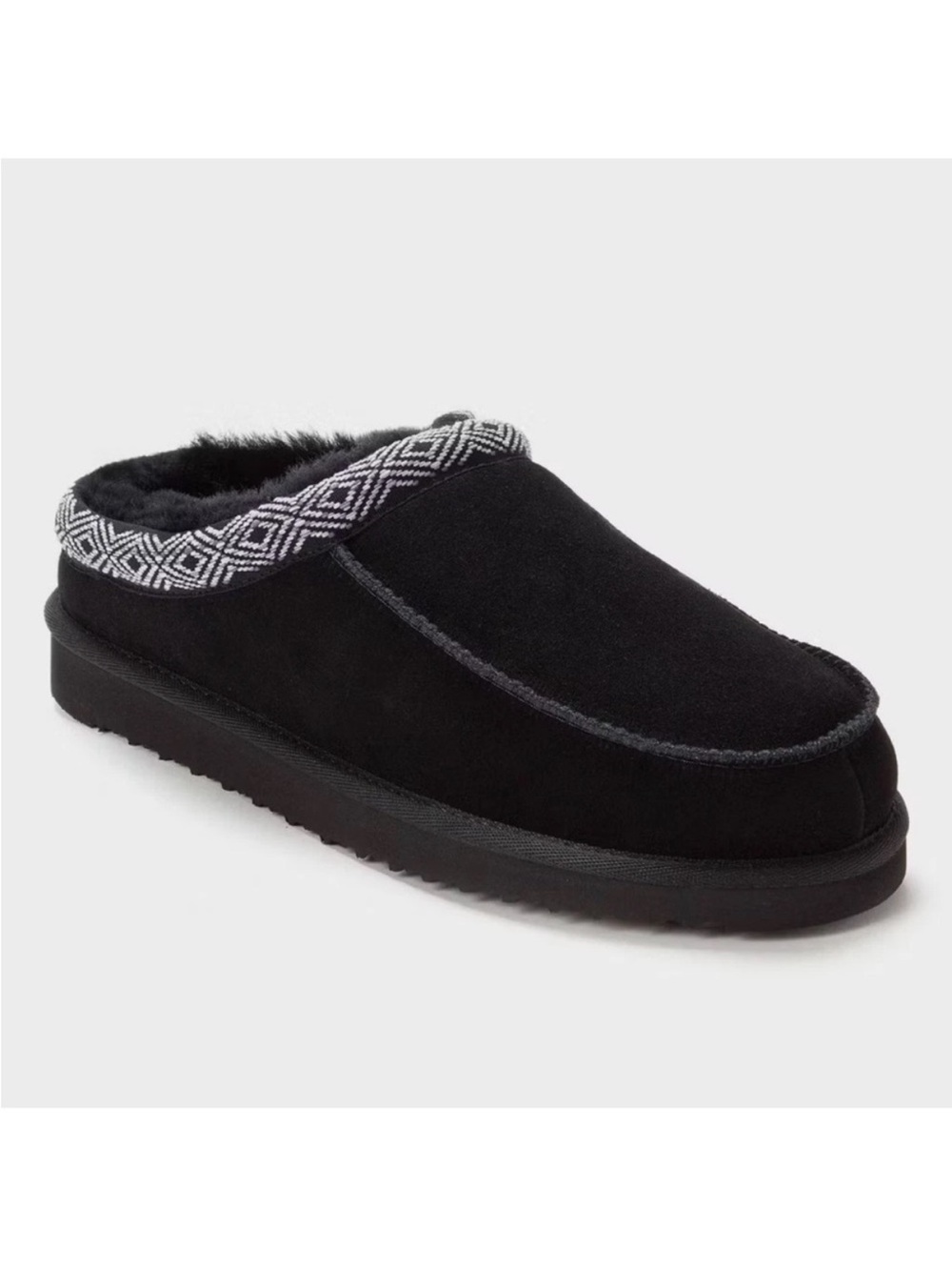 Dluxe by  dearform Black Suede-Look Slip-On Fleece Lined Slippers